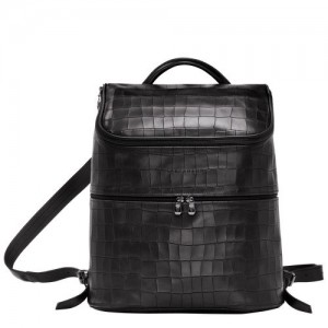 Longchamp Croco Block Backpack Black | FPU-417395