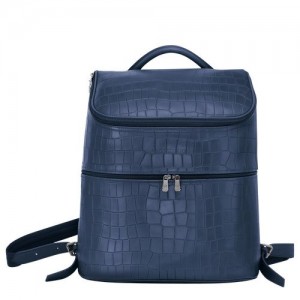 Longchamp Croco Block Backpack Navy | WSN-471580