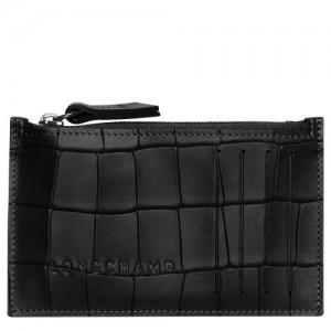 Longchamp Croco Block Coin purse Black | WYE-812496