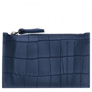 Longchamp Croco Block Coin purse Navy | ZBO-132968