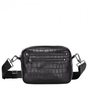 Longchamp Croco Block Crossbody bag Black | VKF-163450