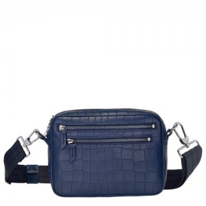 Longchamp Croco Block Crossbody bag Navy | SQX-357028