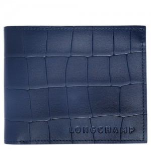 Longchamp Croco Block Wallet Navy | LMW-738219