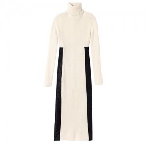 Longchamp Knitted long dress Ecru | EXQ-128953