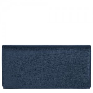 Longchamp Le Foulonne Long continental wallet Navy | TAX-379548