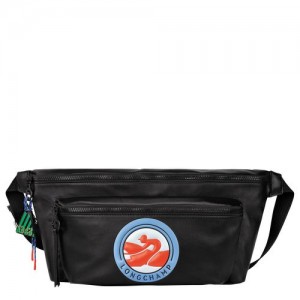 Longchamp Le Pliage Cuir Belt bag Black | SDQ-463287