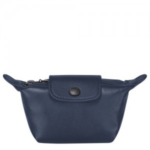 Longchamp Le Pliage Cuir Coin purse Navy | COY-937068