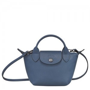 Longchamp Le Pliage Cuir Crossbody bag Pilot Blue | QNL-351948