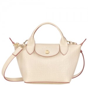 Longchamp Le Pliage Cuir LGP Top handle bag XS Ecru | ERS-831049