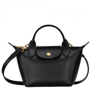 Longchamp Le Pliage Cuir LGP Top handle bag XS Black | KQC-543016