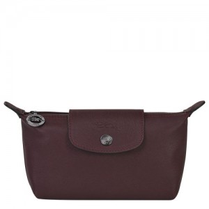 Longchamp Le Pliage Cuir Pouch Burgundy | IOS-374061