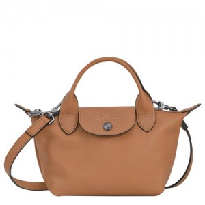 Longchamp Le Pliage Cuir Top handle bag XS Hazelnut | ZJO-913724