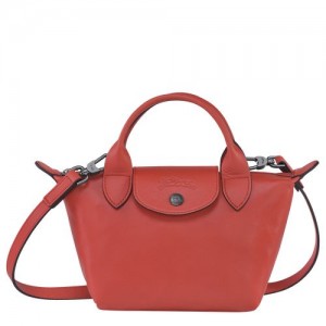 Longchamp Le Pliage Cuir Top handle bag XS Terracotta | ZHU-465398