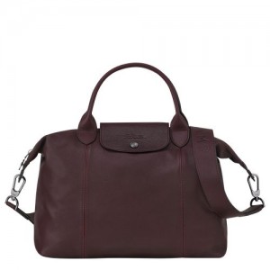 Longchamp Le Pliage Cuir Top handle bag M Burgundy | NFM-215834