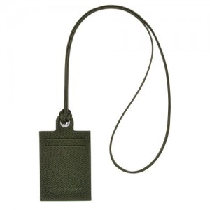 Longchamp Le Pliage Green Card holder with necklace Forest | REI-508762