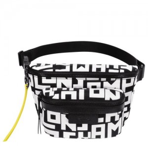 Longchamp Le Pliage LGP Belt bag M Black/White | GEF-502387