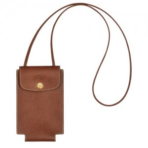 Longchamp Le Pliage Original Phone case with leather lace Brown | RSK-706938