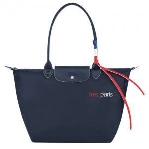 Longchamp Le Pliage Tres Paris Shopping bag L Navy | DXO-092431