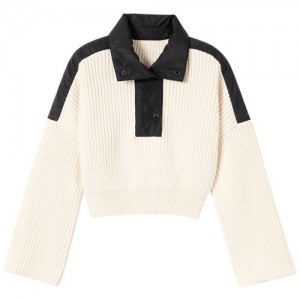 Longchamp Mesh and Nylon sweater Ecru | LPC-761245