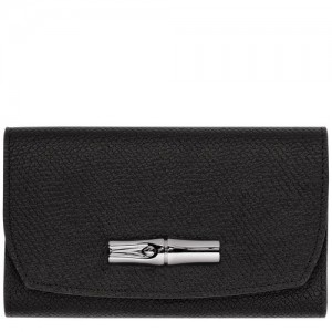 Longchamp Roseau Compact wallet Black | AIX-796013