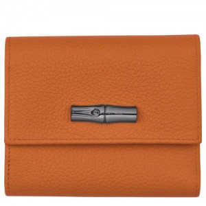 Longchamp Roseau Essential Compact wallet Saffron | WFM-380671