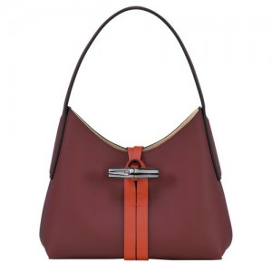 Longchamp Roseau Shoulder bag XS Burgundy/Orange | HNA-014376