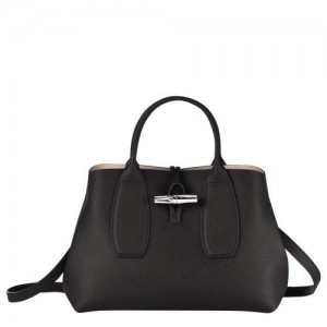 Longchamp Roseau Top handle bag M Black | YWX-843162