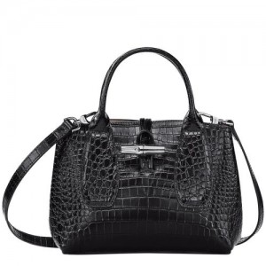 Longchamp Roseau Top handle bag S Black | SXB-694017