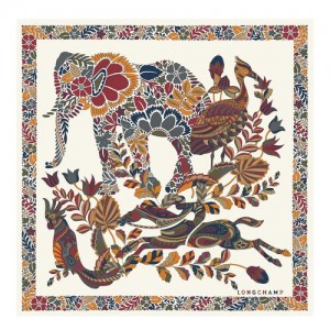 Longchamp Silk scarf 50 Ecru | QIF-204568