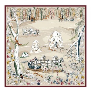 Longchamp Silk scarf 90 Beige | UTJ-145306
