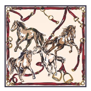 Longchamp Silk scarf 90 Ivory | RAO-172398