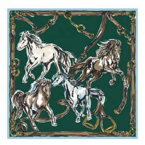 Longchamp Silk scarf 90 Longchamp Green | YLT-751204